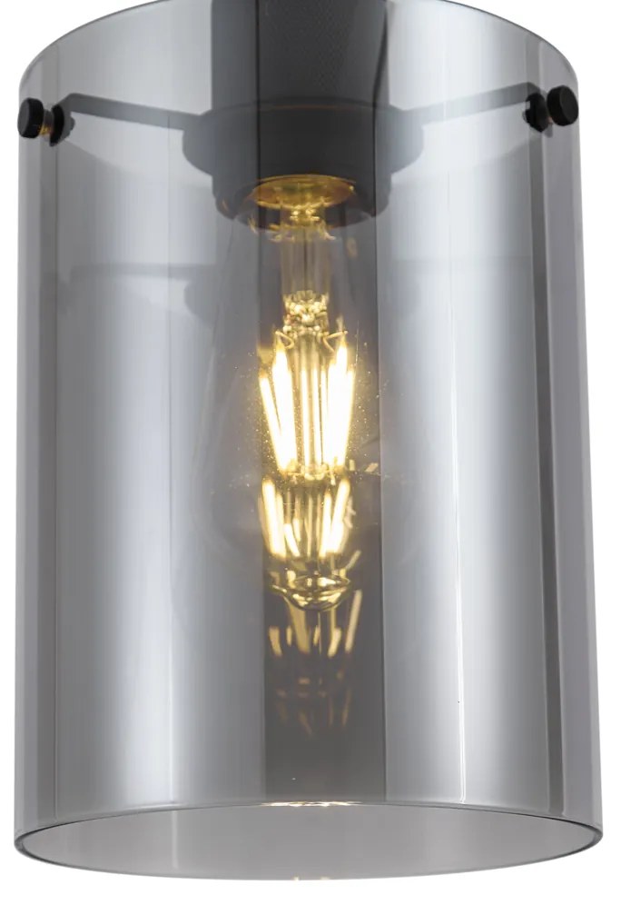 Lampă de podea de design neagră cu sticlă fumurie - Domo