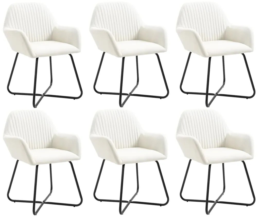 vidaXL Scaune de sufragerie, 6 buc., crem, material textil