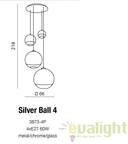 Lustra design modern Silver Ball 4