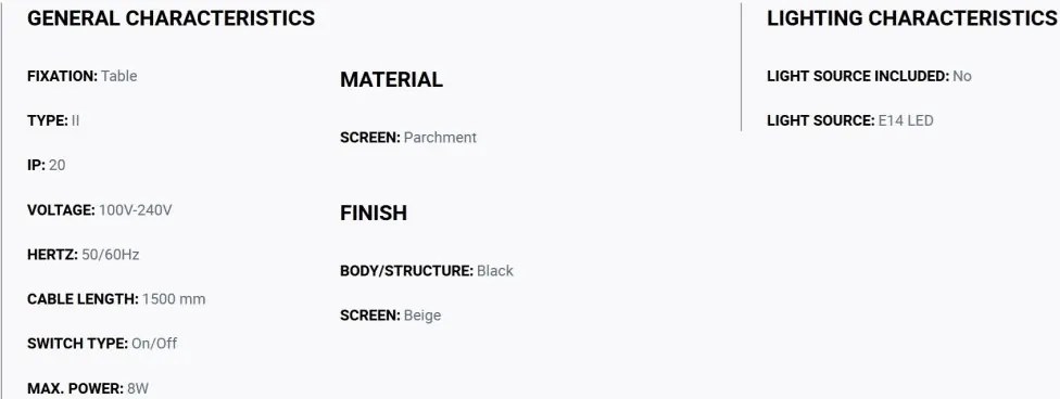 Lampa de masa decorativa LUANG XS negru/bej