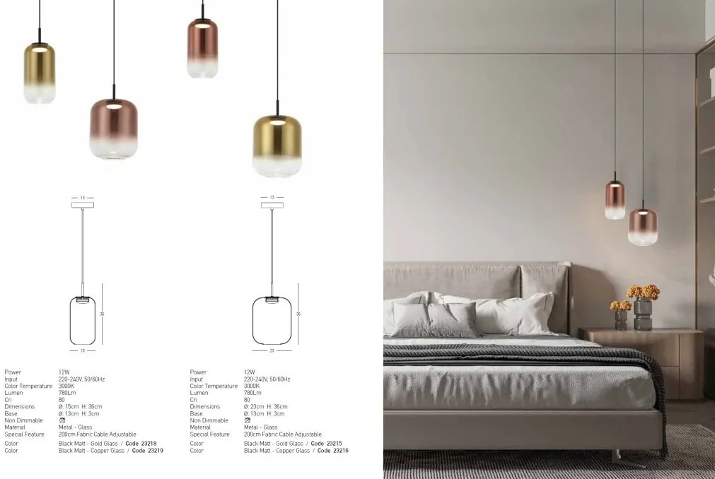 Pendul LED design decorativ Chloe I auriu