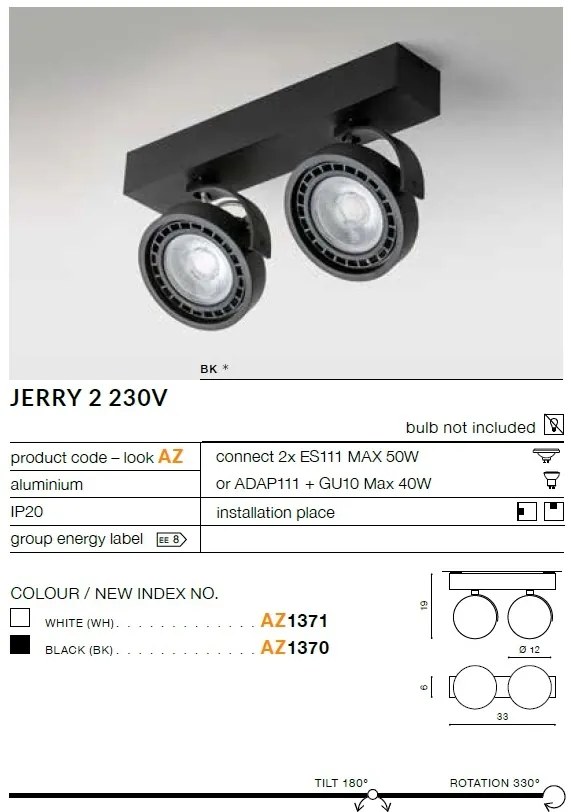 Spot aplicat directionabil JERRY 2 alb ZZ AZ1371