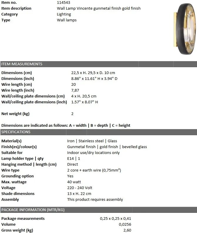 Aplica de perete design LUX Vincente 114543 HZ
