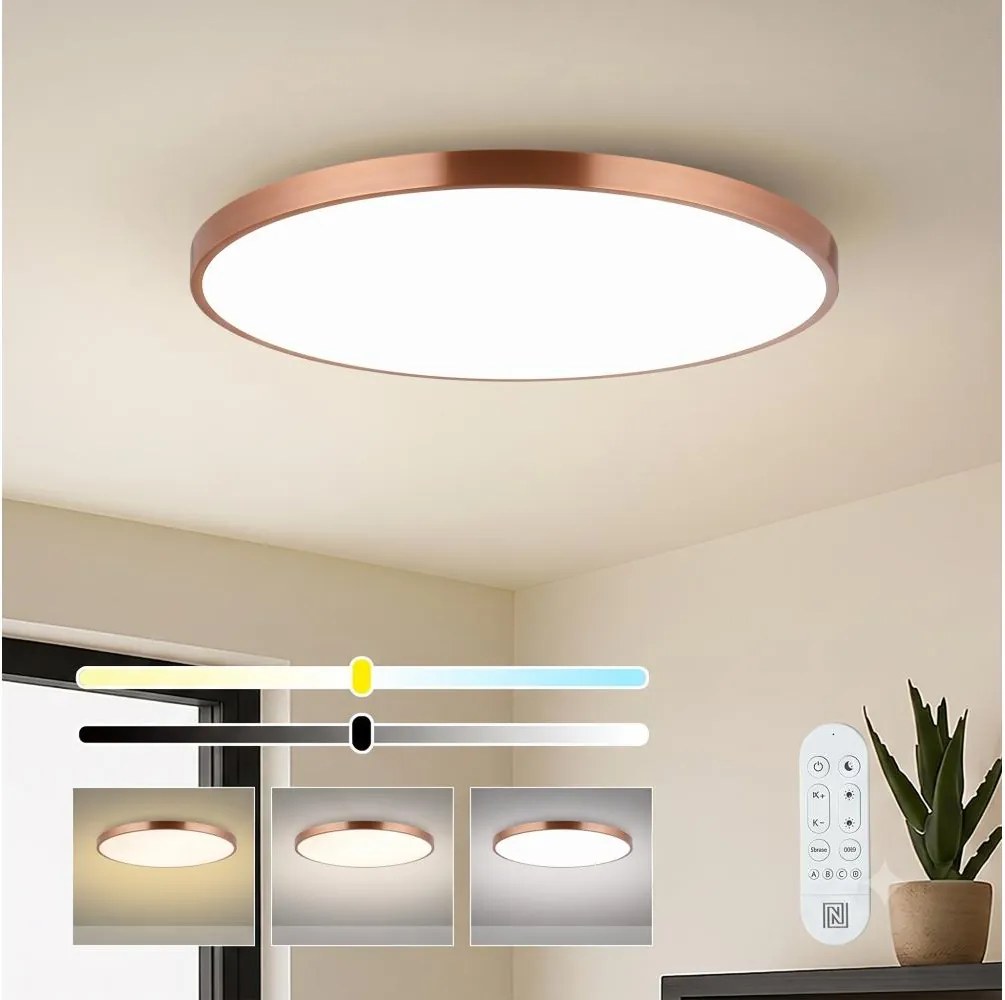 Immax NEO 07324L-LED plafonieră dimmabilă SEMPLICI 128W/230V diametru 100 cm Wi-Fi Tuya auriu+telecomandă
