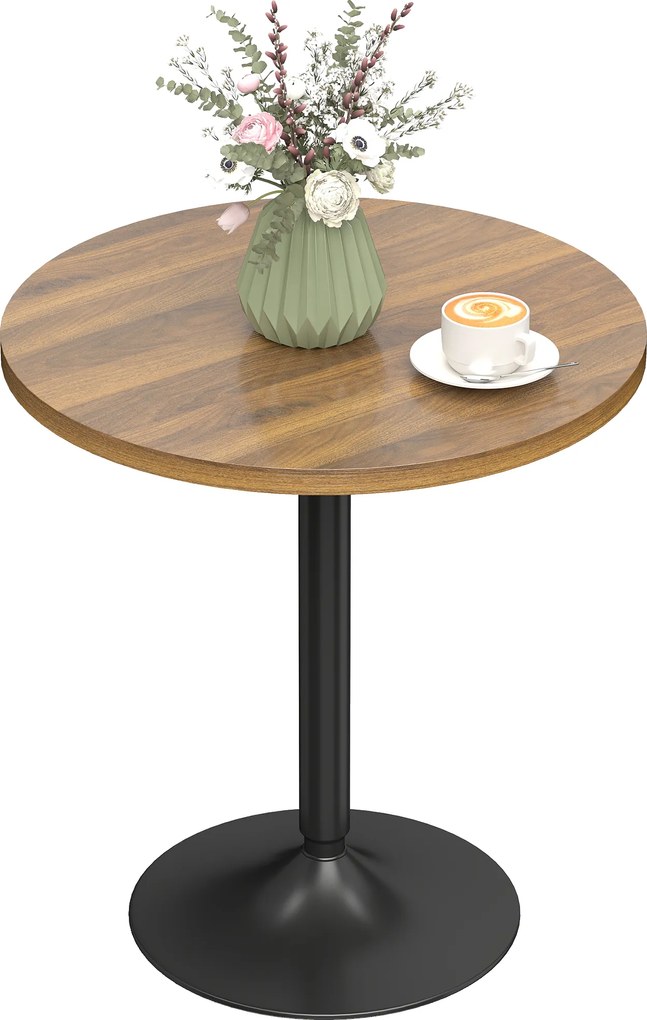 HOMCOM Masă de bar rotundă 60 cm, masă înaltă de bucătărie cu piciorușe antiderapante, pentru bucătărie, living, nuc | Aosom Romania