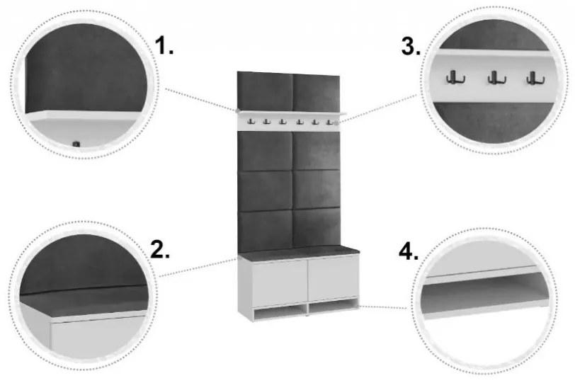 Cuier pentru hol White/Grey