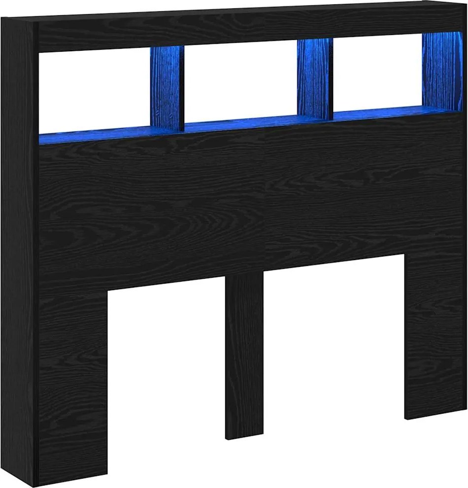 vidaXL Tăblie cap cu raft Stejar Negru 120 x 17 x 102 cm Lemn compozit