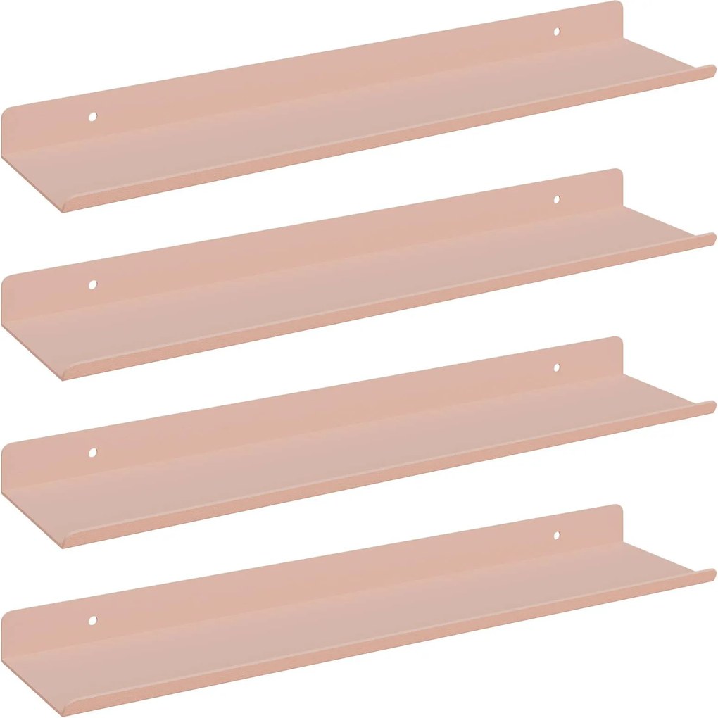 vidaXL Raft suspendat Pe perete 4 pcs Roz 40 x 9 x 2,5 cm Oțel