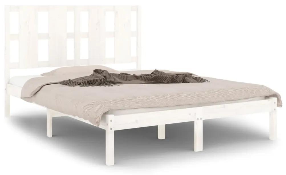 3105571 vidaXL Cadru de pat mic dublu, alb, 120x190 cm, lemn masiv