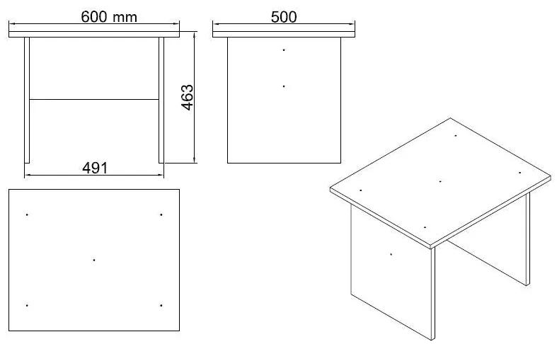 Set de mobilier de birou mini Linta, Alb - Nuc - Stejar, Birou - Masuta - Consola
