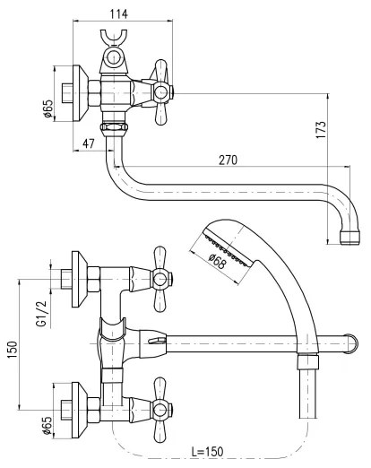 RAV Slezák MK153.5/1 - Set pentru cadă cu baterie MORAVA, crom lucios