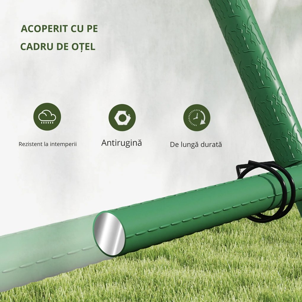 Outsunny Suport Metalic de Grădină în Forma de A cu Plasă de Susținere, 101x133x227 cm, Verde | Aosom Romania
