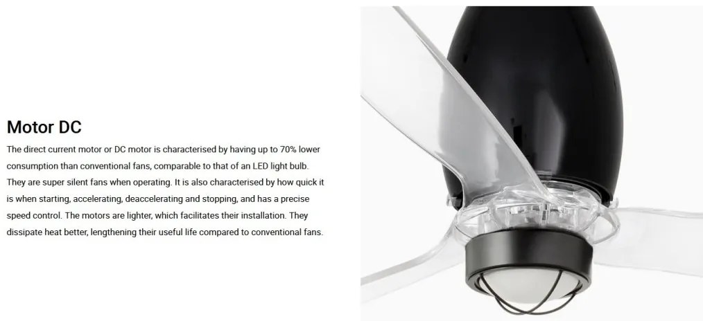Lustra cu Ventilator si telecomanda ETERFAN M LED negru mat/transparent