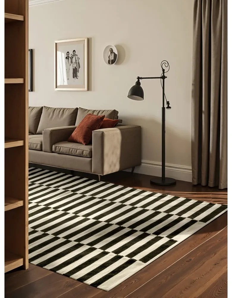 Covor negru-alb reversibil/țesut manual din lână 200x300 cm Donna – Hanse Home