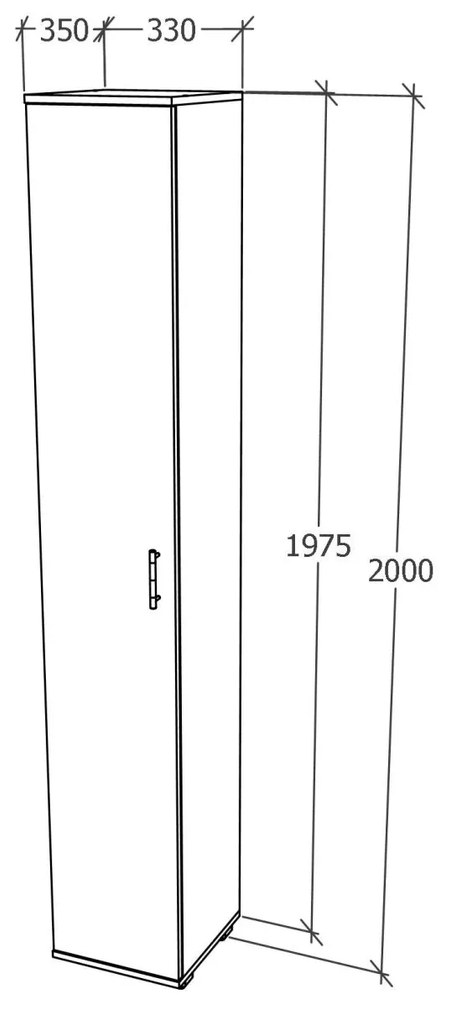 Dulap Como, 1 Usa, Antracit/Alb, L 33 x l 35 x H 200 cm