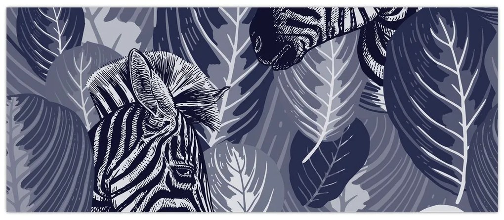 Tablou - Zebre albastre (120x50 cm)