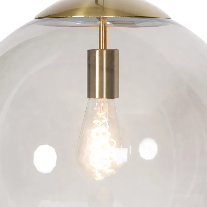 Lampă suspendată modernă din alamă cu sticlă fumurie 40 cm - Ball