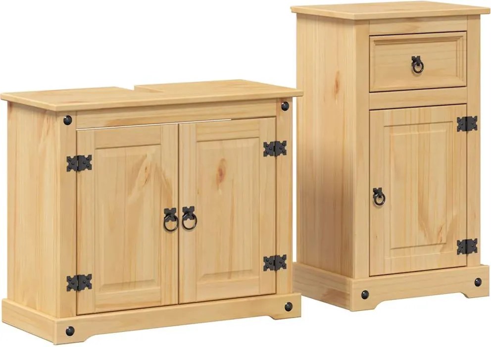 vidaXL Set mobilier de baie „Corona”, 2 piese, lemn masiv de pin