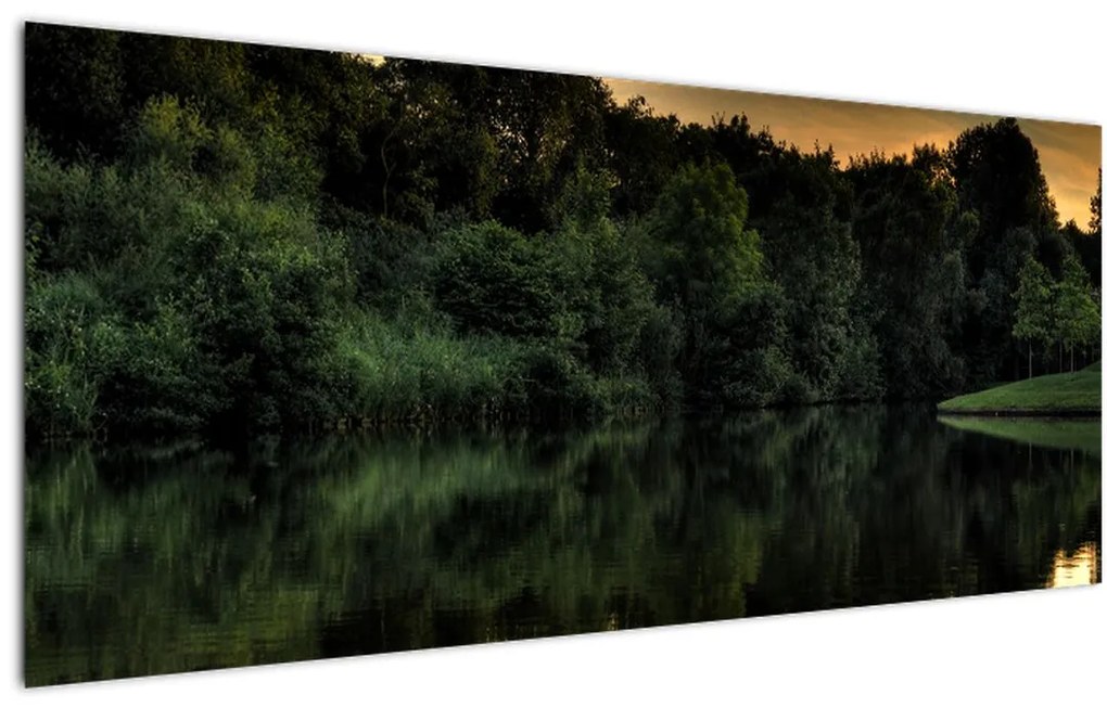 Tablou cu lac în pădure (120x50 cm)
