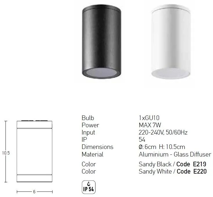 Spot aplicat, plafoniera pentru iluminat exterior, IP54 Heral alb
