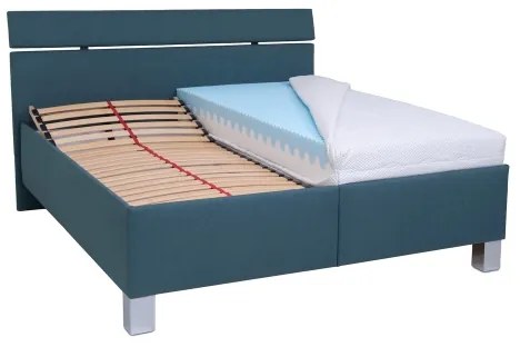Pat tapițat ALIS 180x200 cm, petrol, cu spațiu de depozitare, fără saltea