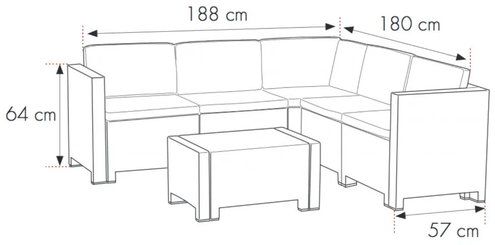 Set de mobilier de grădină de colț City Big cu 7 locuri, grafit