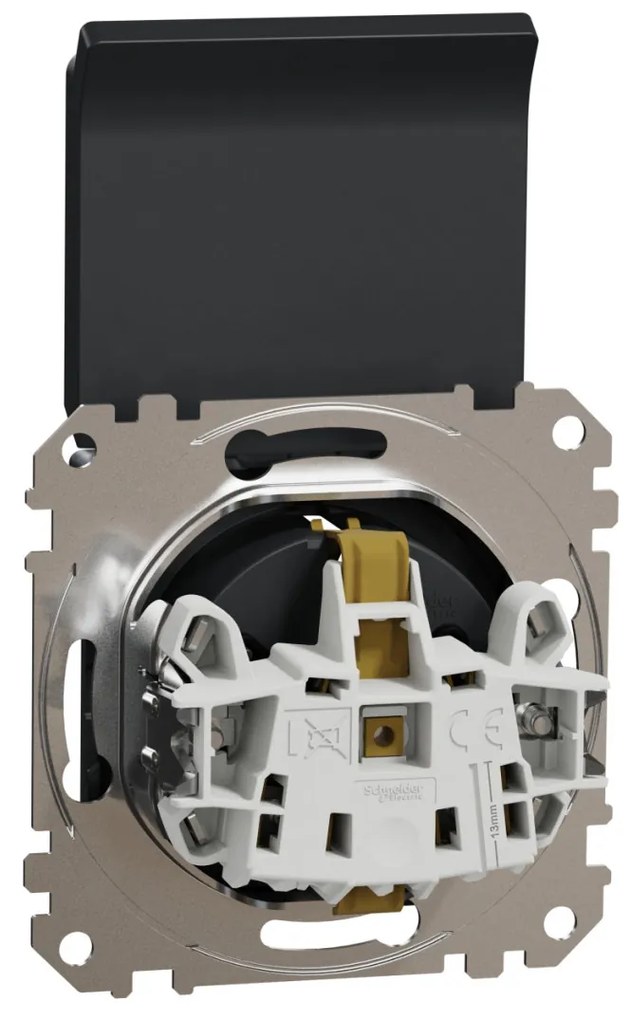 Priza simpla cu impamantare, cu capac, 16A, IP20, antracit, Schneider Sedna Design