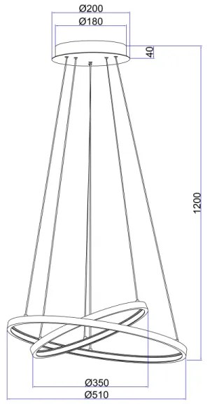 Lustră LED pe cablu Globo 67192-42B RALPH 2xLED/21W/230V