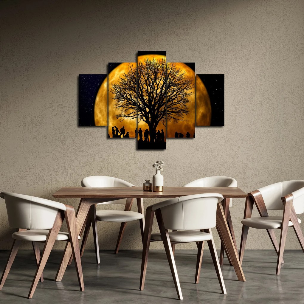 Tablou cu luna și siluete (150x105 cm)
