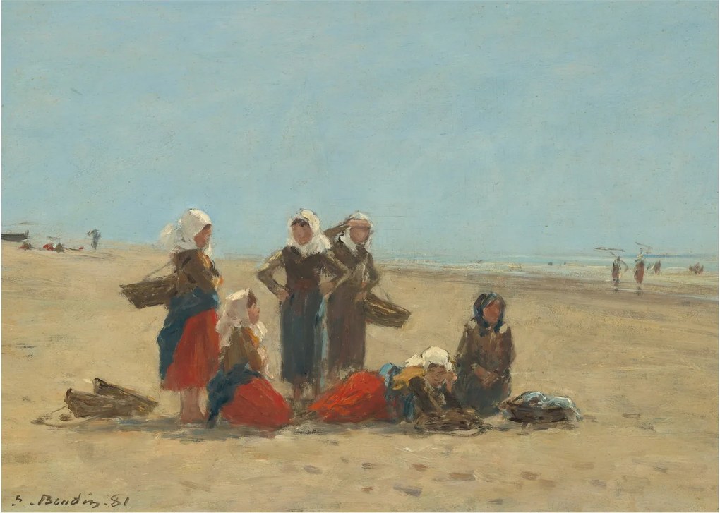 Tablou - Eugène Boudin, Women on the Beach at Berck, reproducere (70x50 cm)
