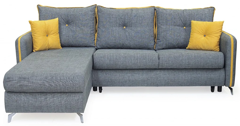 Coltar RAVIT extensibil, cu lada depozitare, colt interschimbabil, gri, 243x90x193 cm