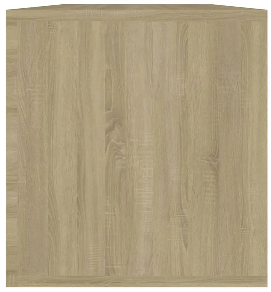 Cutie de depozitare viniluri, alb  stejar, 71x34x36 cm, lemn 1, alb si stejar sonoma