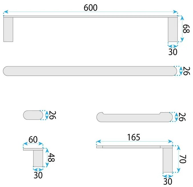 Set accesorii pentru baie Mati 4 piese negru