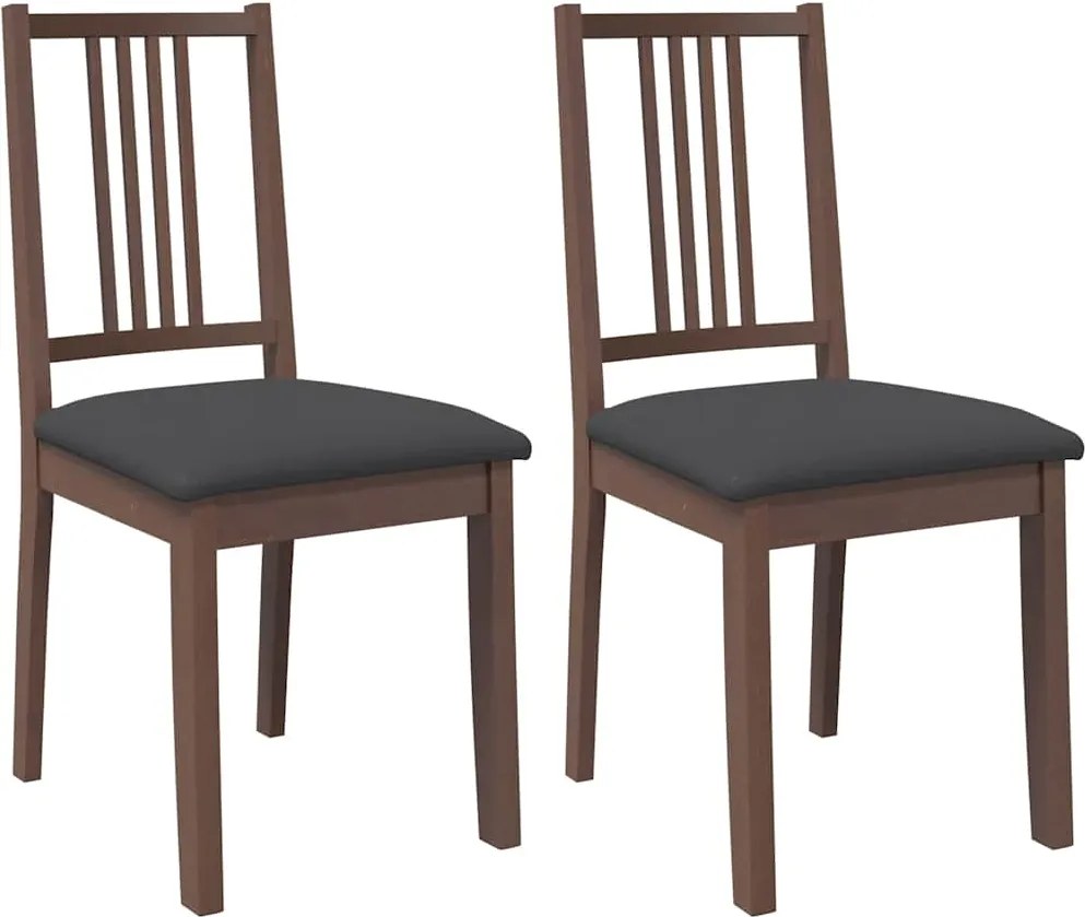 vidaXL Scaune sufragerie cu perne 2 buc. cauciuc din lemn masiv maro