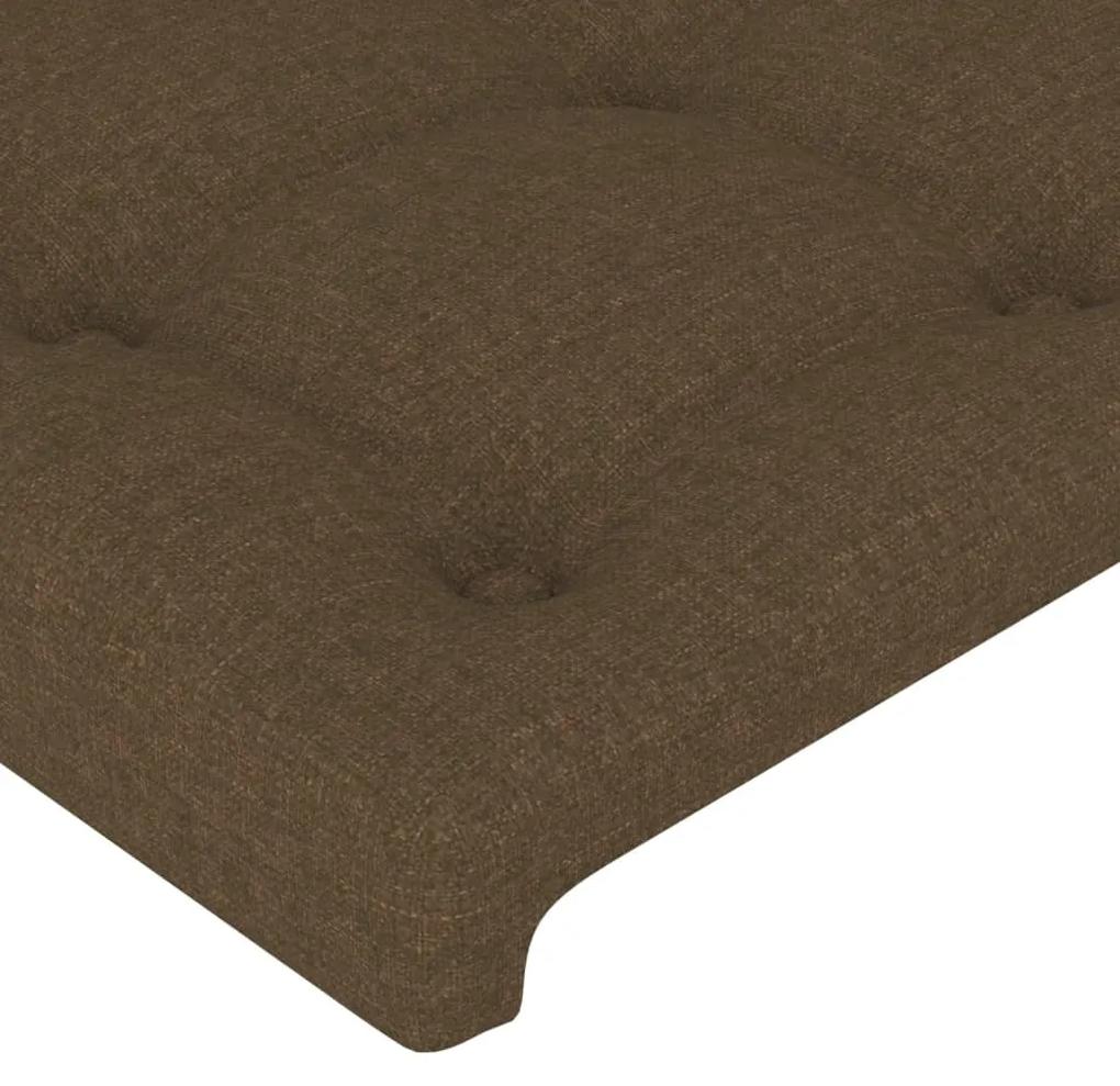 Cadru de pat cu tablie, maro inchis, 180x200 cm, textil Maro inchis, 120 x 200 cm, Nasturi de tapiterie