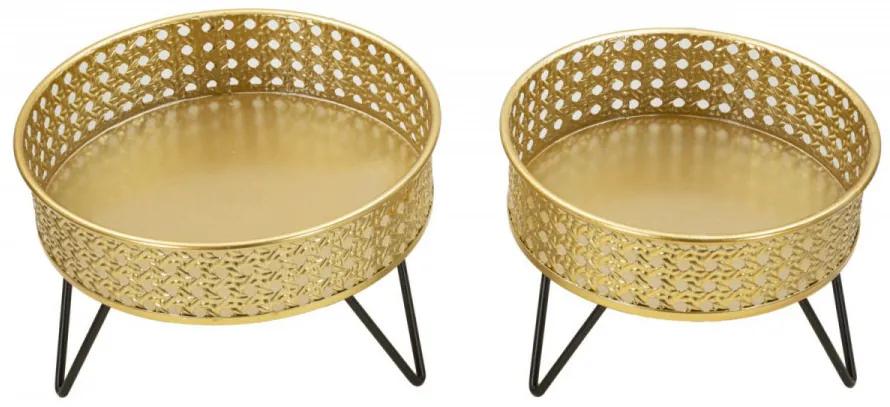 Set 2 suporturi pentru ghivece, auriu / negru, metal, Ø 20,5 / Ø 18 cm, Bossy Mauro Ferreti