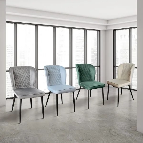 PAZZO DESIGN Set de 4 scaune Simona roz din catifea și picioare metalice | Aosom Romania