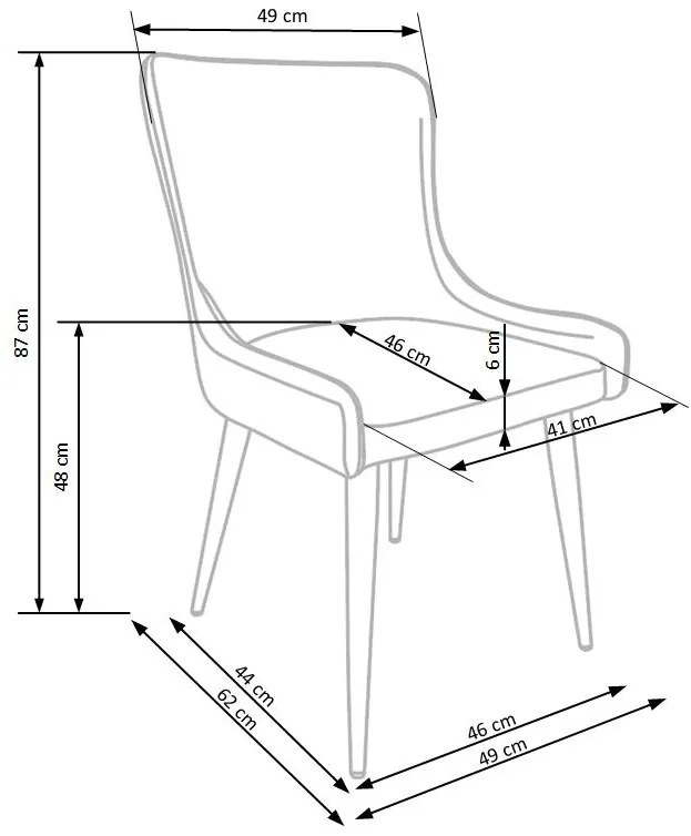 Scaun de bucaterie Kurt, gri/negru