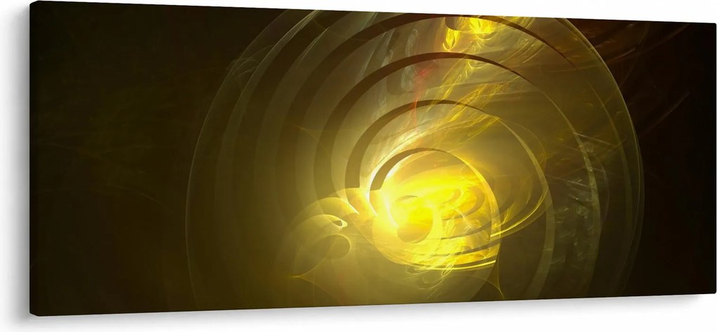 Tabloul cu spirala abstractă în galben (120x50 cm)