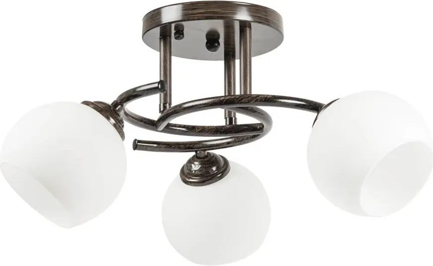 Lustra Ramona Wenge cu 3 Abajururi Albe 44cm, Design Modern pentru Sufragerie, corp iluminat elegant cu soclu E27 eficient energetic si durabil