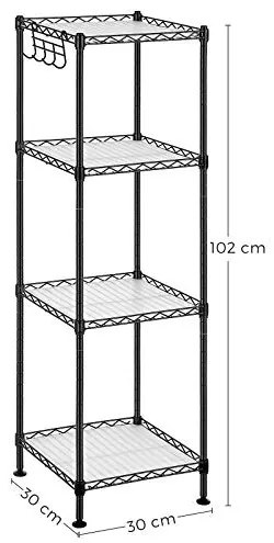 Raft de depozitare, Songmics, Negru-Alb, 30x30x102 cm