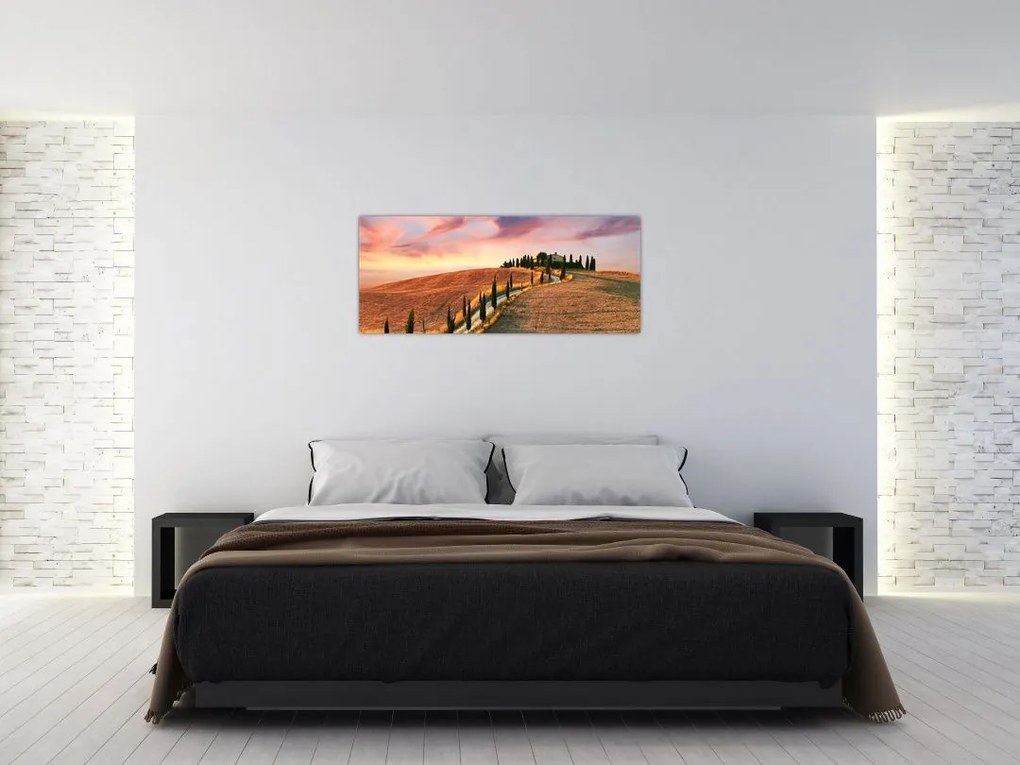 Tablou - Casa pe deal Toscana, Italia (120x50 cm)