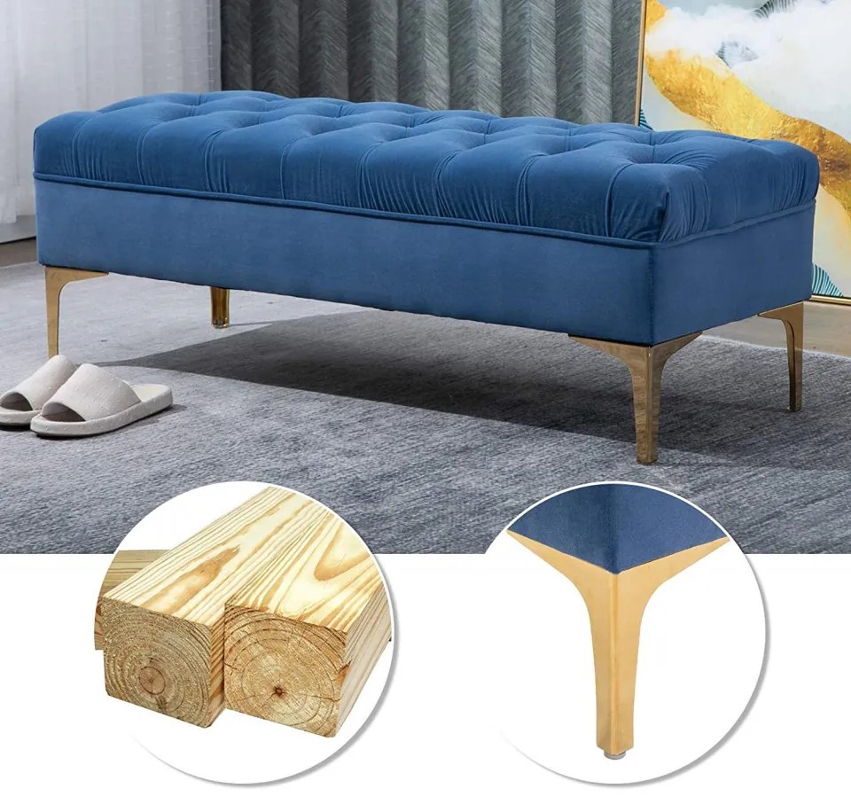 BAAL202 - Bancuta 118 cm, Canapea, sofa, bancheta, banca living, dormitor, hol - Albastru / Verde / Crem / Gri