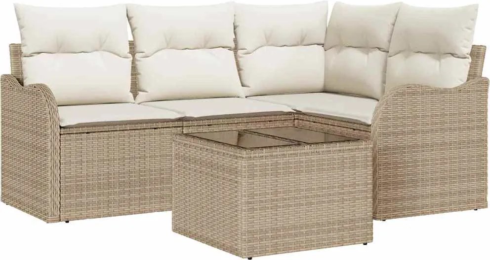 vidaXL Set de canapele pentru grădină 5 pcs Maro poliratan