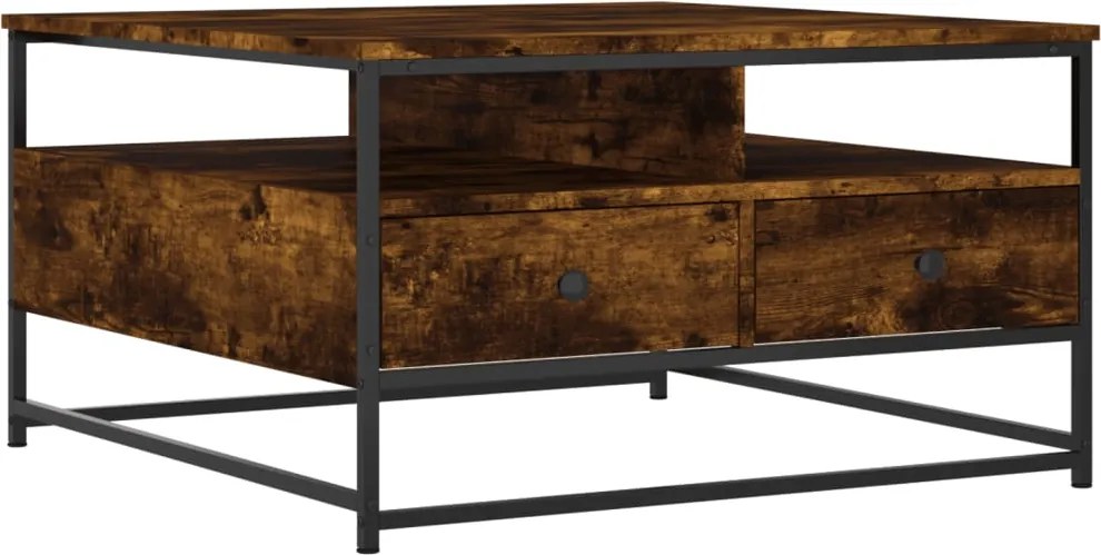 vidaXL Măsuță de cafea, stejar fumuriu, 80x80x45 cm, lemn prelucrat