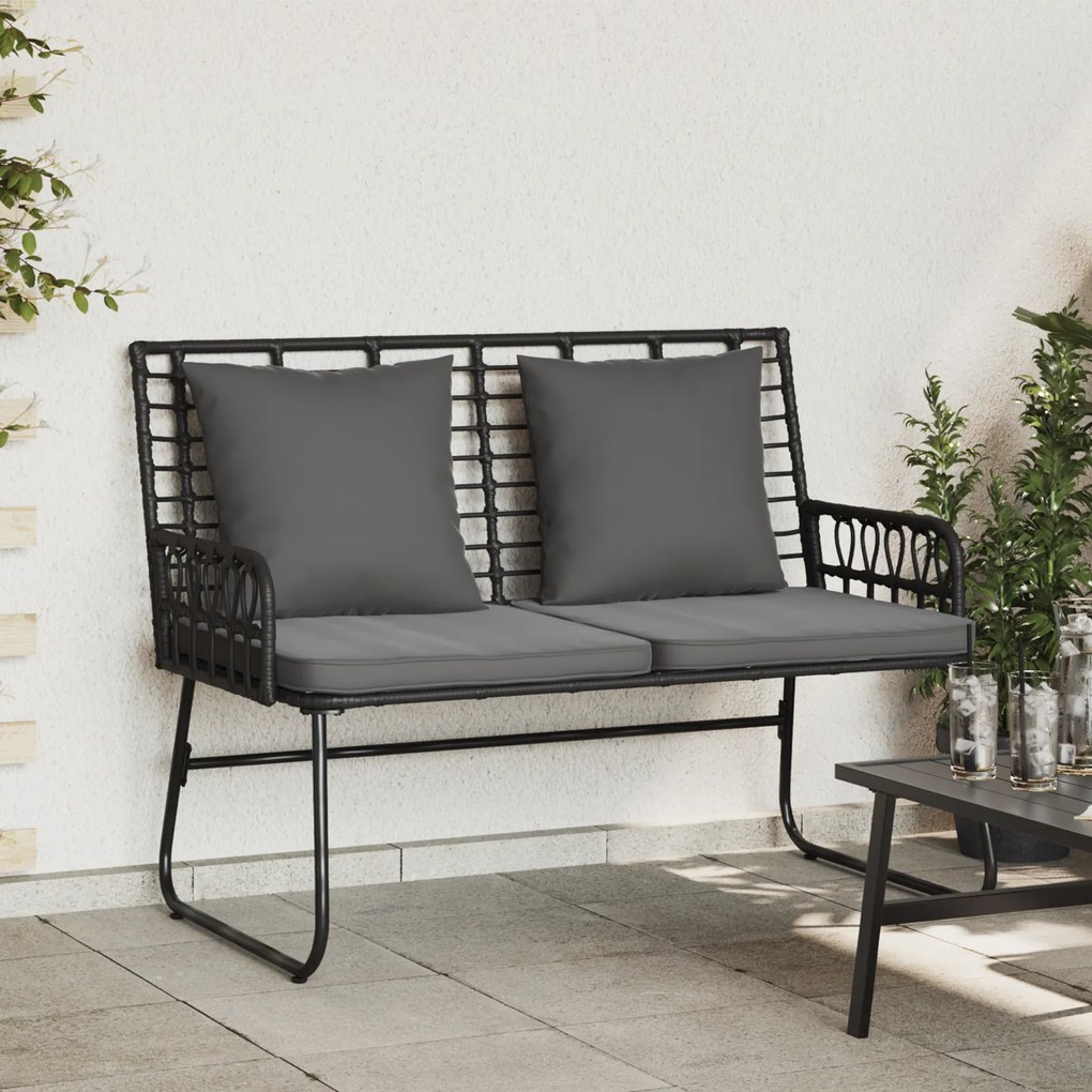 vidaXL Bancă de grădină cu pernă Negru, Antracit 113 x 69 x 83 cm
