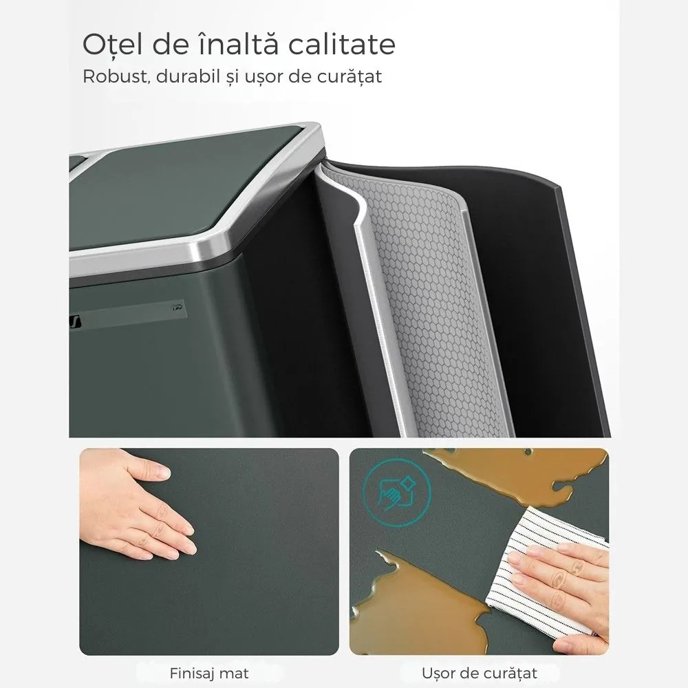 Coș de reciclare SORT 54 l (3×18 l), antracit/argintiu SongmicsHome