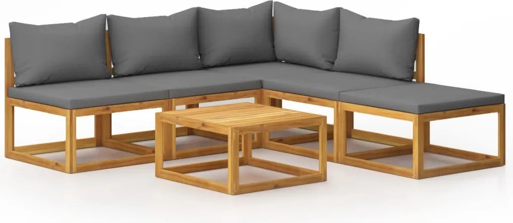 vidaXL Set mobilier grădină cu perne, 6 piese, lemn masiv acacia