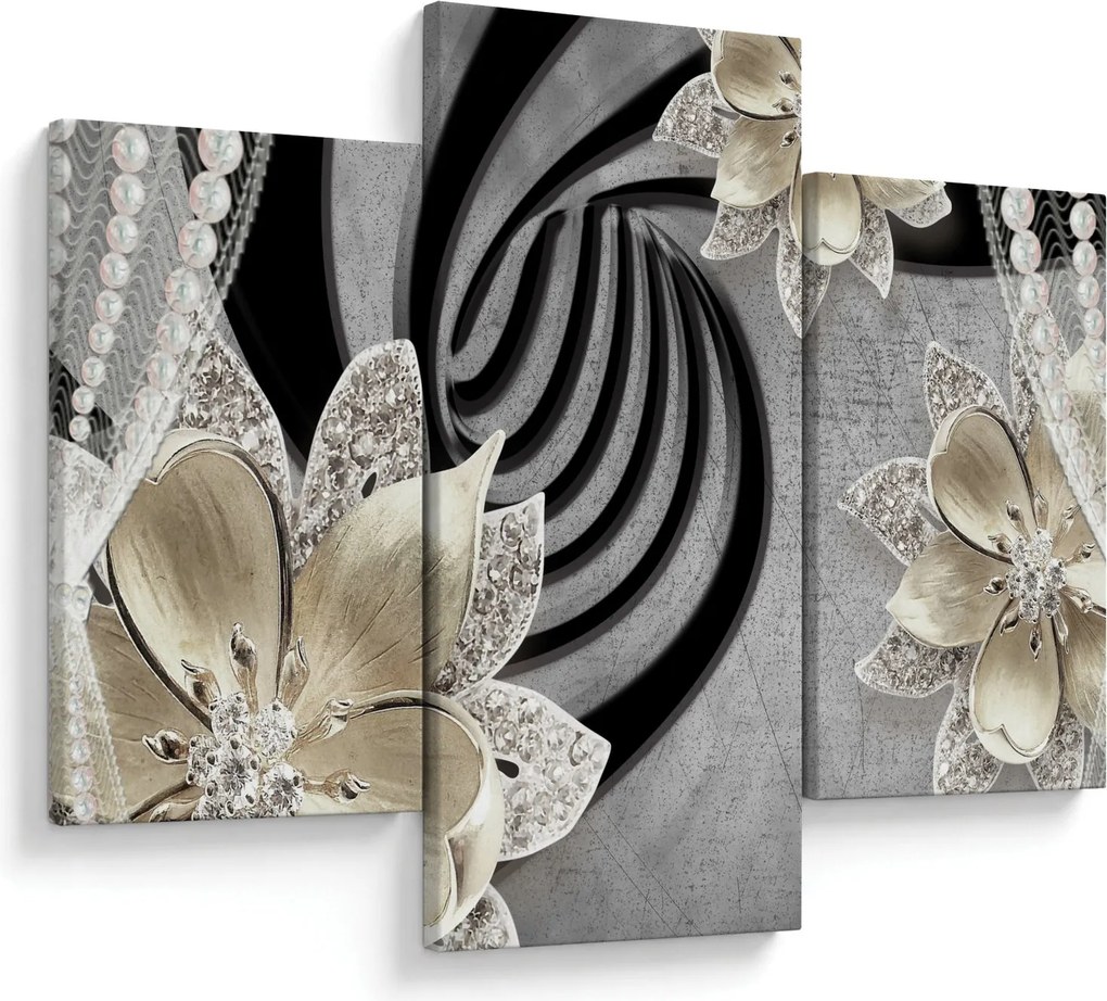 Tablou - 3D Flori aurii (90x60 cm)