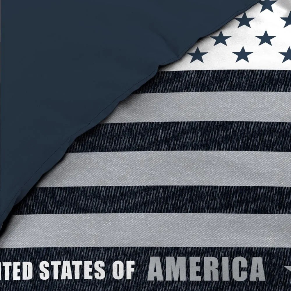 Lenjerie de pat albastru-închis din bumbac pentru pat de o persoană 140x200 cm States – douceur d'intérieur